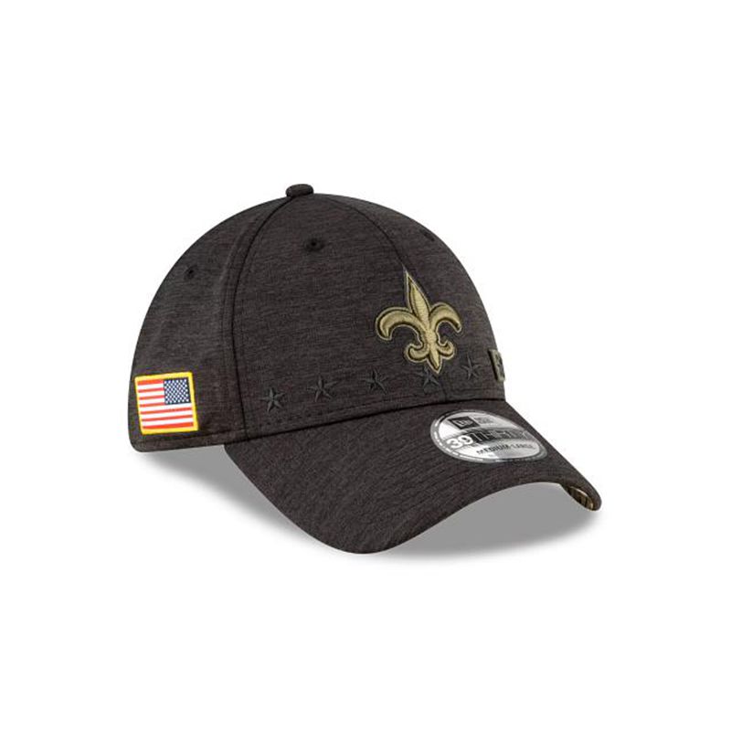 NFL New Orleans Saints Salute To Service 39Thirty Stretch Fit (YXN0300) - Black New Era Caps